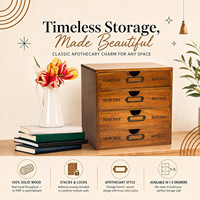 Meuble de Rangement Modulaire Empilable pour Pharmacie, Organisateur de Bureau à 4 Tiroirs, Boîte de Rangement en Bois Rétro pour Catalogue de Cartes de Bibliothèque, Organisez vos Articles de Papeterie
