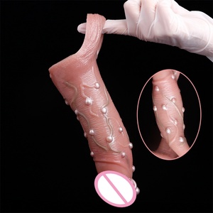 SXXY Manchon réaliste pour pénis de 8,46 pouces avec perles, grande gaine réutilisable pour l'agrandissement du pénis, préservatif pour hommes 18+, jouet sexuel pour adultes - Product Image 3