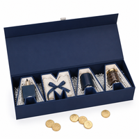 Boîte cadeau de luxe bleu marine en forme de boîte aux lettres avec séparateurs en forme de lettres, logo personnalisé, grande taille pour cadeaux, vente en gros directe usine