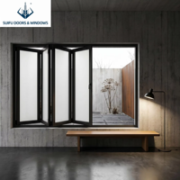 Fenêtre pliante moderne à cadre fin en aluminium pour balcon, résistante aux ouragans, insonorisée, avec grande vue