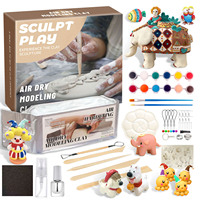 Kit de poterie en argile à séchage à l'air, kit d'argile DIY pour débutants, poterie artisanale à la maison, ensemble d'artisanat pour enfants et adultes