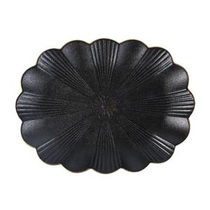 Plato Ovalado <span class=keywords><strong>de</strong></span> Cerámica Negro Mate con Borde Dorado, Apto para Microondas y Lavavajillas, Creativo Plato para Servir Sushi y Pescado para el Hogar - Product Image 6