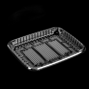 Supermarket Disposable Moisture Retain Trays Plastic PET Seafood Meat Packaging Tray With Hexagon Water Absorption Holes