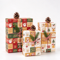 Recycelbares Weihnachts-Kraftpapier Rolle Individuell Bedrucktes Santa & Süßigkeiten Kraftpapier für Weihnachtsgeschenkverpackung & Basteln