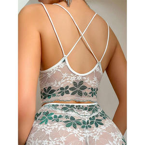 Комплект женского ретро-белья с индивидуальным логотипом и зелеными листьями, дышащее, 2 предмета, напрямую от производителя - Product Image 2