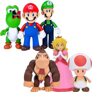 ฟิกเกอร์การ์ตูน3D เกม Bros Super Mario หุ่นแอ็คชั่นขนาดเล็ก