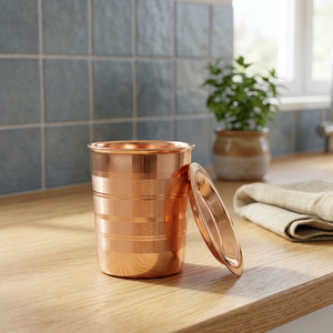 Vaso de Cobre con Tapa, Metal Chapado en Oro Sólido, Diseño Minimalista, Vajilla para Bebidas - Product Image 6