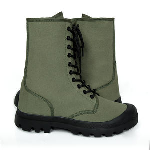 أحذية قتال للرجال بكعب مرتفع، أحذية أمان تكتيكية للتدريب في الصحراء باللون الأخضر والجلد الأسود - Product Image 2