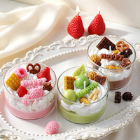 Bougies parfumées artisanales personnalisées en verre, en cire de soja, en forme de dessert réaliste, pour décoration intérieure, cadeaux et fêtes