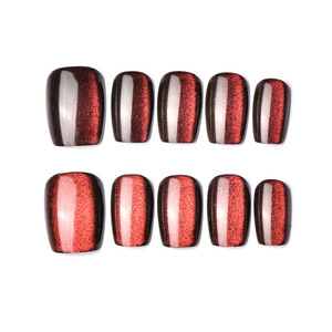 30 <span class=keywords><strong>Uñas</strong></span> Postizas <span class=keywords><strong>Cortas</strong></span> de <span class=keywords><strong>Color</strong></span> <span class=keywords><strong>Rojo</strong></span> Ojo de Gato, Diseño Galaxia, Reutilizables, <span class=keywords><strong>Uñas</strong></span> Artificiales, Logotipo Personalizado OEM ODM - Product Image 3