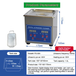 Mini nettoyeur à ultrasons numérique 1300ML pour bijoux, lunettes de retenue, prothèse dentaire en or avec minuterie chauffante - Product Image 2