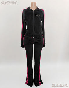 Completo Set 2 Pezzi <span class=keywords><strong>Donna</strong></span> Primavera 2026: Giacca con Cerniera e Pantaloni Svasati in Velluto con Striscia Laterale Personalizzabile con LOGO - Product Image 6