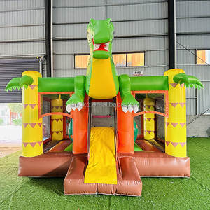 Château Gonflable Thème Dinosaure pour Enfants - <span class=keywords><strong>Jeu</strong></span> Gonflable avec Toboggan et Zone de Saut - Offre Spéciale - Product Image 1