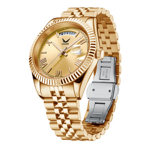 Business Luxury Popular 5atm Waterproof Quartz Calendar Auto <strong>Date</strong> Week Montre Luxe Custom Face Watch Gold Men - Product Image 6