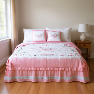 Juego de Edredón King Size Primavera con 3 Cojines, Estilo Princesa Floral, Ropa de Cama de Algodón para el Hogar - Product Image 2