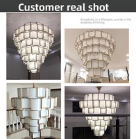 Nouveau lustre en verre de style chinois, télécommande, variateur d'intensité, LED à économie d'énergie, lampe principale pour salon