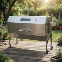 Barbecue d'extérieur robuste avec tournebroche, rôtissoire en acier inoxydable à hauteur réglable pour la cuisson de porc et d'agneau entiers