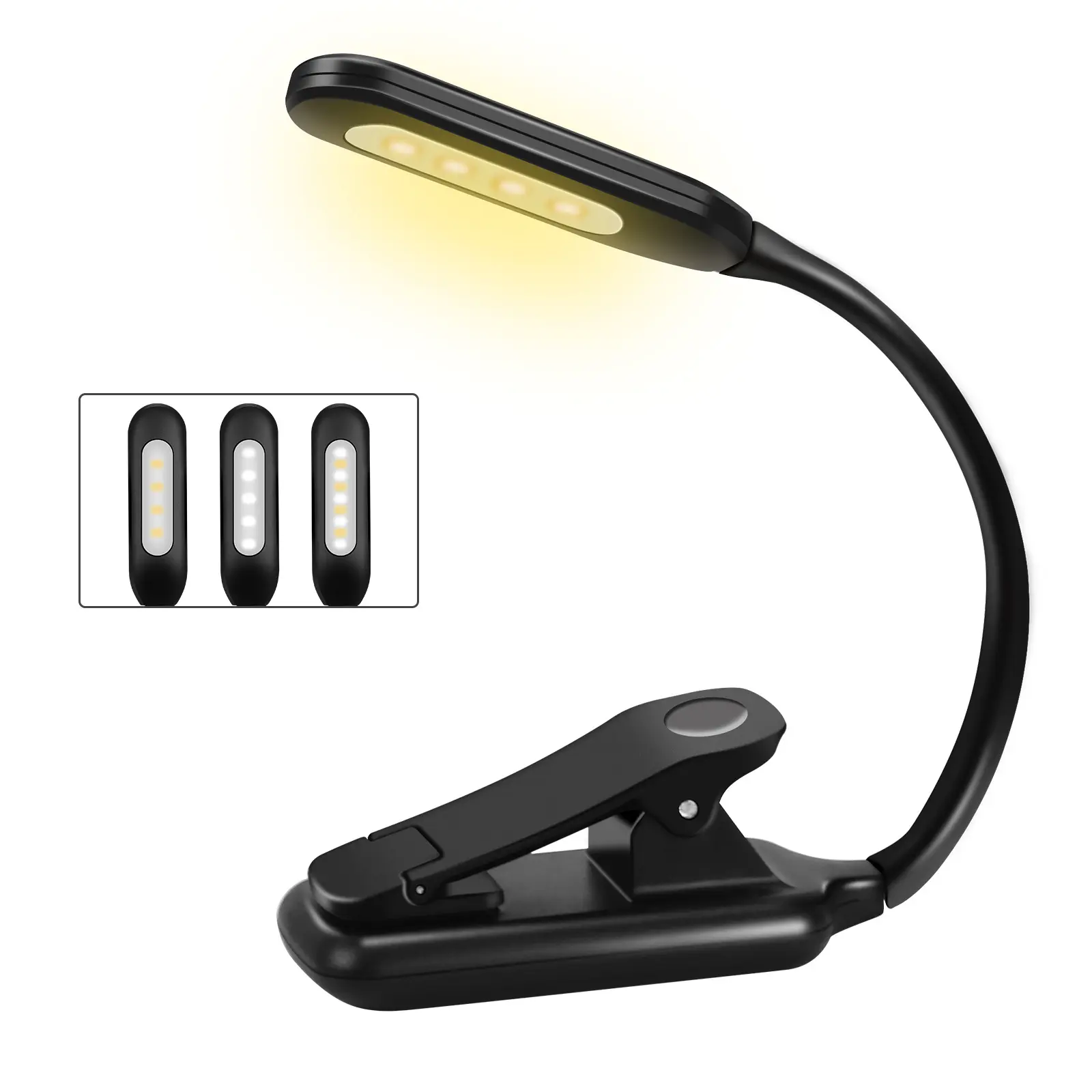 LED Book Light Clip Reading Light Flexible Study USB Rechargeable Book Light For Reading In Bed Adjustable Night Lamp