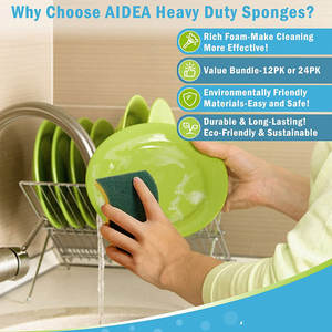 ฟองน้ำล้างจานสำหรับห้องครัวเป็นมิตรกับสิ่งแวดล้อมฟองน้ำสำหรับล้างจานแผ่นขัดถูโลโก้ตามสั่ง - Product Image 3