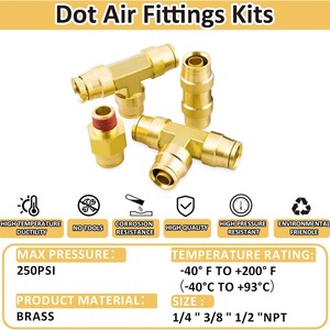 Kit de Conexiones de Latón para Frenos de Aire DOT, 38 Piezas, NPT 1/4 3/8 1/2, Conexión Rápida, Piezas de Reparación - Product Image 3