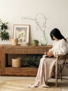 Armoire rectangulaire en bois massif <span class=keywords><strong>de</strong></span> <span class=keywords><strong>style</strong></span> Wabi-sabi, rétro, pour entrée et salon, en pin <span class=keywords><strong>ancien</strong></span> - Product Image 2