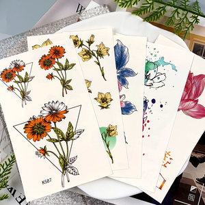 <span class=keywords><strong>Tatuajes</strong></span> Temporales de Flores Coloridas, Pegatinas de <span class=keywords><strong>Girasol</strong></span>, Lycoris y Loto - Product Image 6