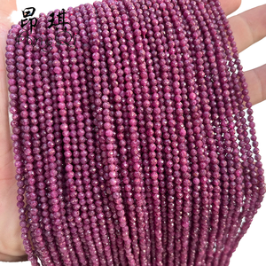Natural <b>Ruby</b> Red Beads 32 Cm Long Strand 3mm Faceted Rondelle Beaded <b>Necklace</b> Making Healing Gemstone July Birthstone Rajasthan - Product Image 1