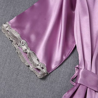 Robe en satin de polyester solide à taille élastique pour femmes, de haute qualité et tendance, ensemble de vêtements décontractés pour dormir, printemps automne