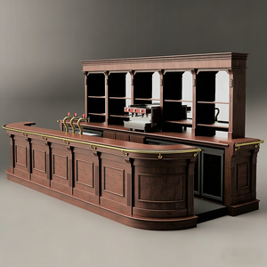 مرافق بار فاخرة من الخشب الصلب الداكن مع خطوط معدنية ذهبية وملحقاتها إضاءة ليد أدوات معدنية - Product Image 4