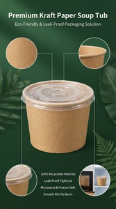 Contenants à emporter compostables et étanches en vrac, bols à <span class=keywords><strong>soupe</strong></span>, gobelets et couvercles en papier kraft de qualité alimentaire, jetables et anti-fuite - Product Image 5