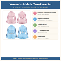 Ensemble athlétique deux pièces pour femme : veste courte zippée et short taille haute – Tenue de sport assortie pour la gym, la course et les loisirs – Vente en gros OEM