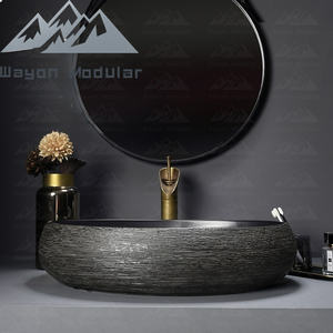 <span class=keywords><strong>อ่าง</strong></span>ล้างหน้าเซรามิคทรงรีลายหินสีดำสุดหรูจาก Wayon สำหรับห้องน้ำบ้านสไตล์โมเดิร์น - Product Image 2