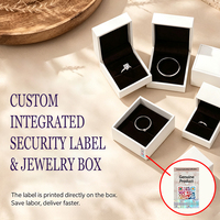 Boîte à bague personnalisée avec sceau holographique anti-contrefaçon, emballage de bijoux en velours inviolable, logo OEM