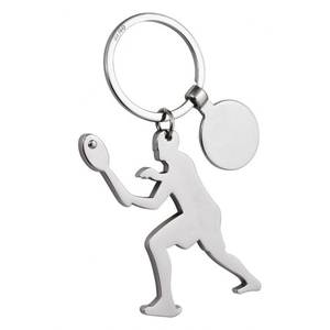 Portachiavi a Forma di Racchetta da Tennis con Moneta, Realizzato in Gomma Resistente e Metallo - Product Image 1