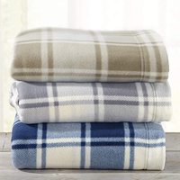 Dernière conception de draps de lit en polaire brossée à motifs écossais gris et bleu pour la maison