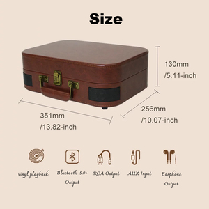 Tourne-disque portable classique marron avec <span class=keywords><strong>construction</strong></span> en MDF+PVC, design léger de 2,38 kg pour les rassemblements en plein air - Product Image 6