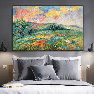 100% hecho a mano hermosos colores paisaje montaña río pinturas al óleo hecho a mano pintado pintura abstracta lienzo - Product Image 5