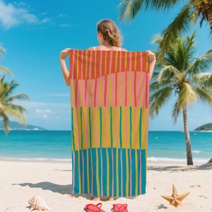Toalla de <span class=keywords><strong>Playa</strong></span> de Microfibra a Rayas, Doble Impresión, Secado Rápido, Toalla de Viaje, Toalla de <span class=keywords><strong>Playa</strong></span> Personalizada de Microfibra para Mujer - Product Image 6
