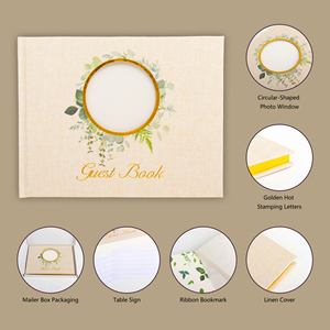 Elegante <span class=keywords><strong>libro</strong></span> degli ospiti con copertina in lino a forma di cuore matrimonio Guest Book doccia festa di nozze - Product Image 3