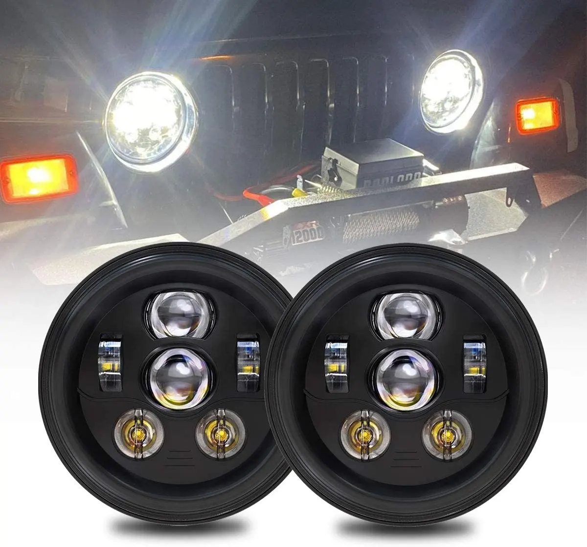 Per Jeep Wrangler proiettore Led da 7 pollici faro 2007-2017 JK accessori per fari