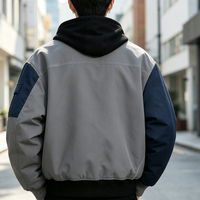 Blouson Bomber Homme OEM à Carreaux Contrastants, Col Montant, Coupe-Vent, Logo Personnalisé, Coupe Ample, Style Streetwear