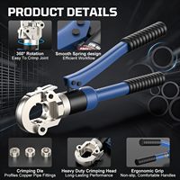 Pince à sertir hydraulique manuelle portable SPM-1665, kit d'outils de pressage pour tuyaux en cuivre et PEX avec 3 matrices de sertissage interchangeables