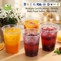 Fabricant de gobelets à emporter, gobelets en plastique biodégradable de qualité alimentaire, anti-fuite, personnalisés, 12 oz, pour boissons glacées, gobelets en PET transparent avec couvercles