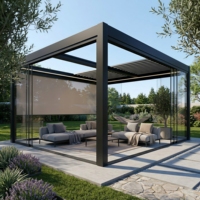 Pergola rétractable électrique avec conception résistante au vent, télécommande pour espace piscine, structure intelligente en aluminium, gazebo