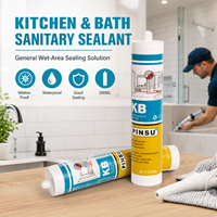 PINSU-KB Scellant d'étanchéité imperméable pour les bords des éviers, des cuvettes et des douches, adhésif silicone résistant à la moisissure, 300 ml