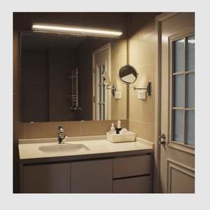 Meuble de salle de bain moderne de haute qualité avec miroir LED et panneau en pierre, personnalisable, combinaison de vasque d'angle triangulaire pour hôtel, résistant à l'eau - Product Image 3