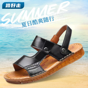 Sandalias de Verano para Hombre con Correa en T, Cuero Genuino, Punta Abierta, Suela de Goma Antideslizante, Zapatos Casuales de Playa - Product Image 1