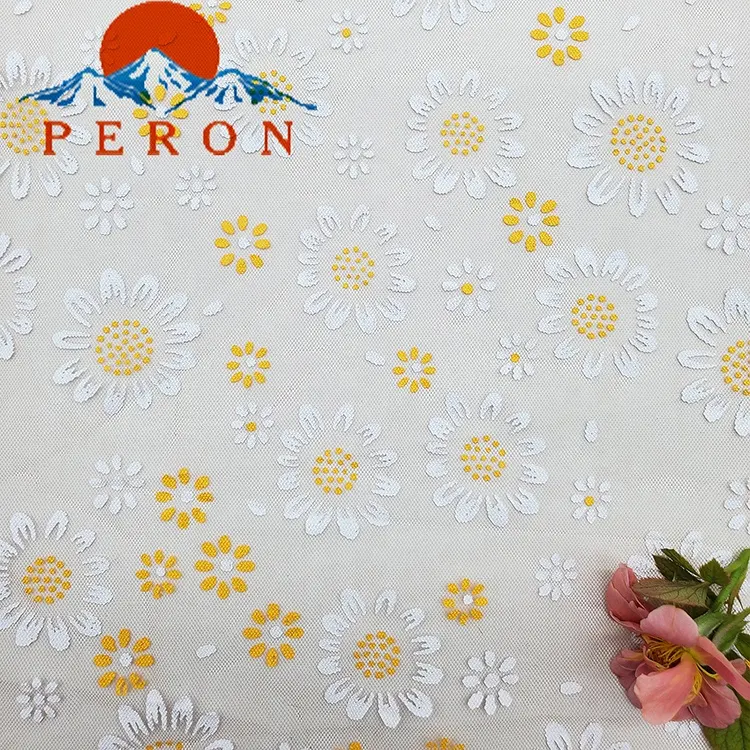 Wholesale factory price manufacturer supplier 100% nylon mesh stock printed lace fabric