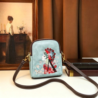 Sac à main vintage 3D gaufré pour femme, sac bandoulière rétro avec portrait de dame, sac messager, pochette de téléphone de créateur