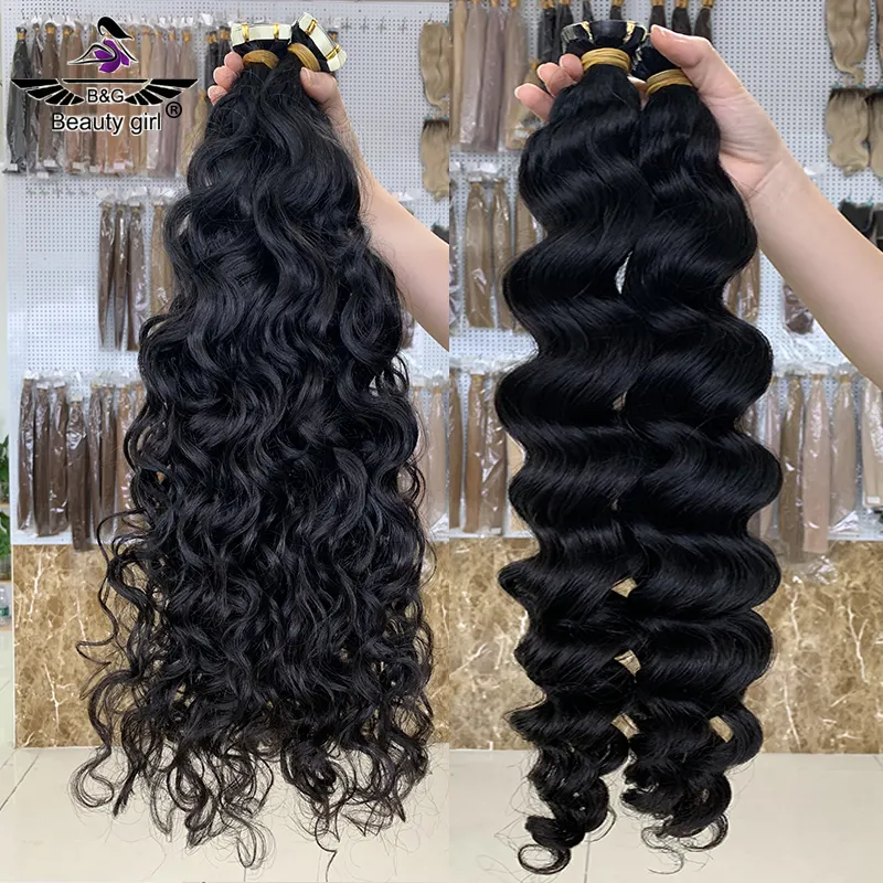 100% virgin brazilian human hair micro invisible curly tape hair extensions